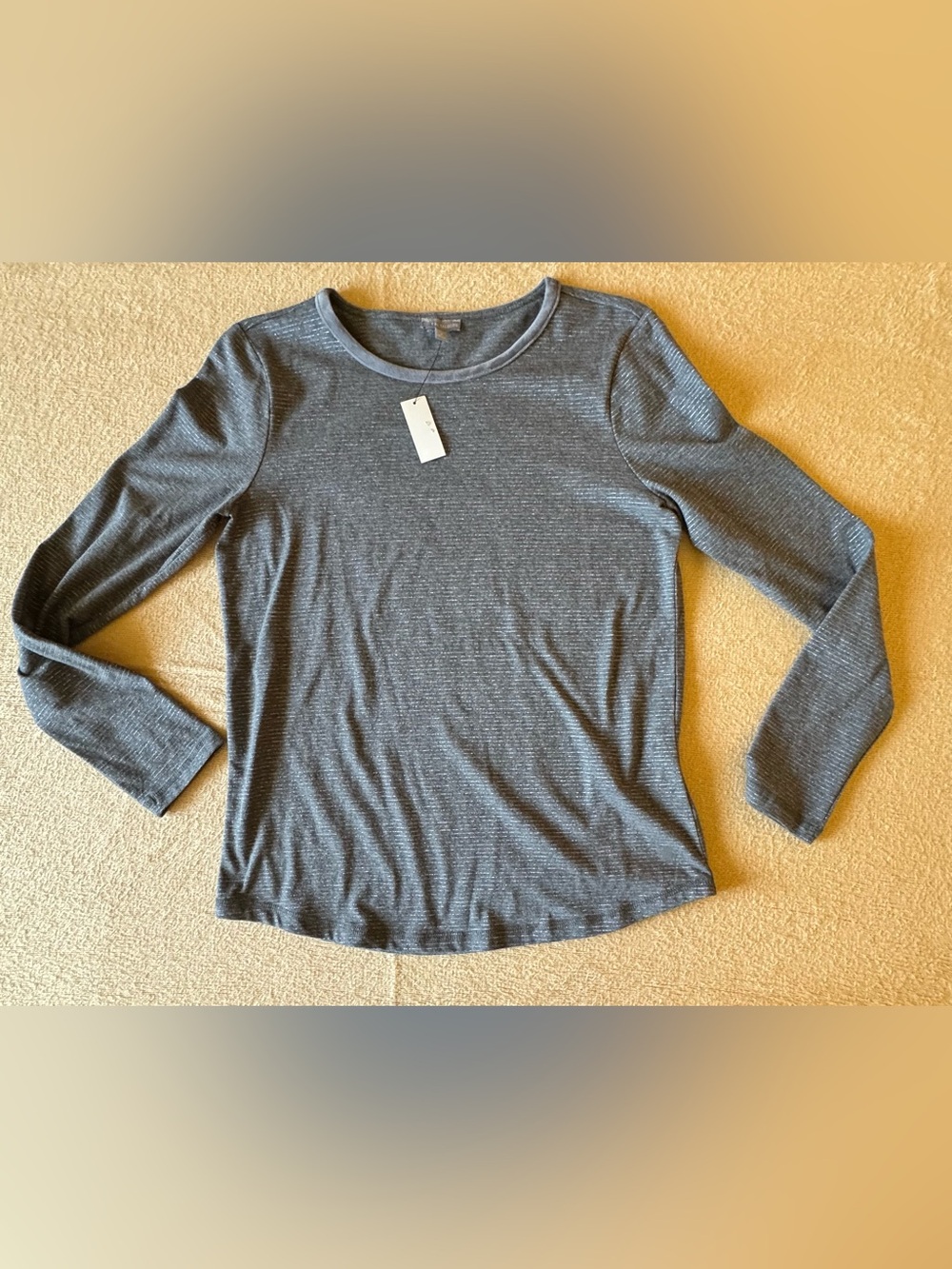 Talbots Heathered Gray Long-Sleeve Crewneck Tee